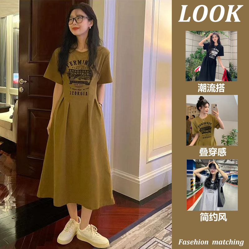 哺乳连衣裙夏季外出时尚辣妈款产后期喂奶衣服夏装收腰显瘦A字裙