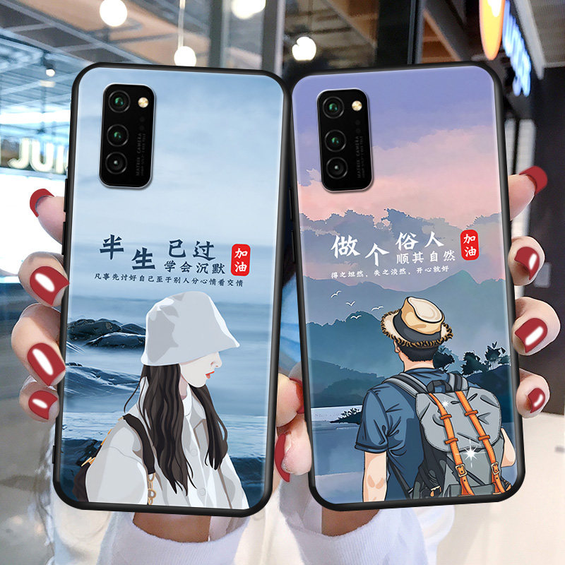 适用华为荣耀v30手机壳huawei全包外壳honor v30防摔oxf-an00少女.