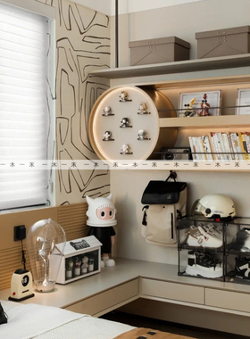 现代样板间儿童房男孩房潮玩创意软装饰品鞋包收纳盒主题摆件组合