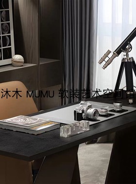 皮简约现代书房轻奢桌革垫水