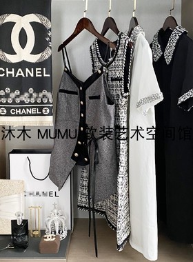 样板房衣帽间梳妆台黑白小香风外套女士软装饰品组合摆件拍摄道具