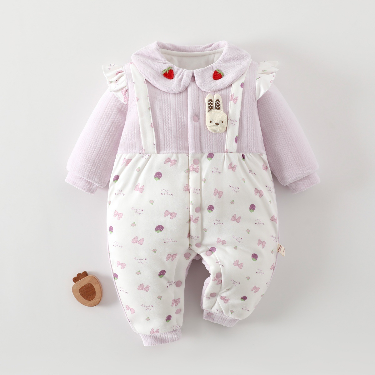 婴儿连体衣春秋冬季保暖150g夹棉衣服新生儿可爱超萌婴幼儿外出服