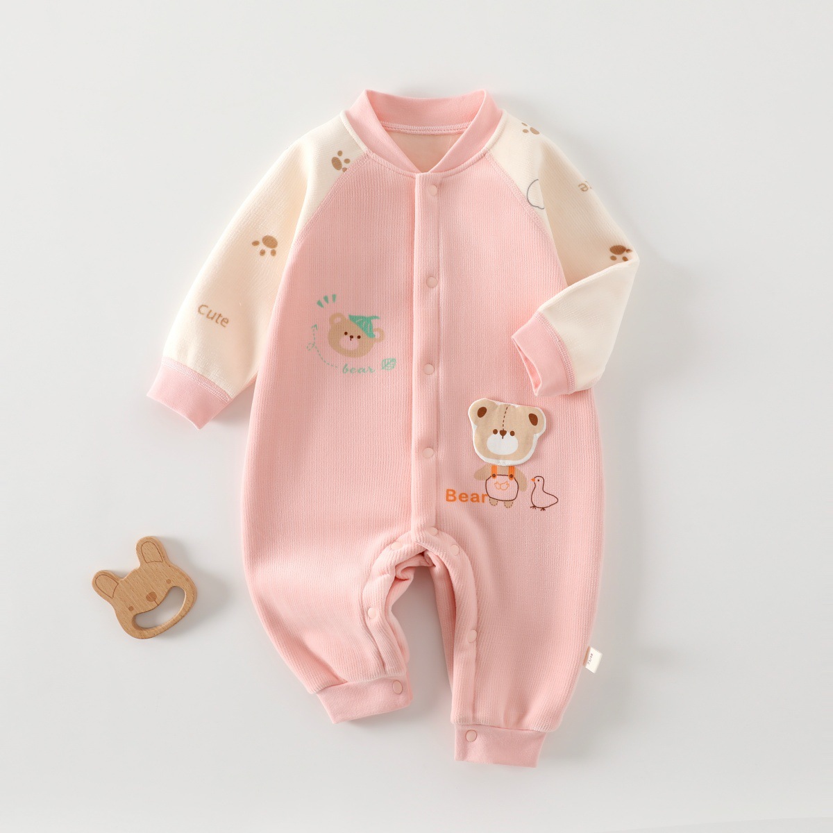 婴幼儿外出服连体衣新生儿保暖哈衣春秋冬宝宝无骨A类长袖爬行服