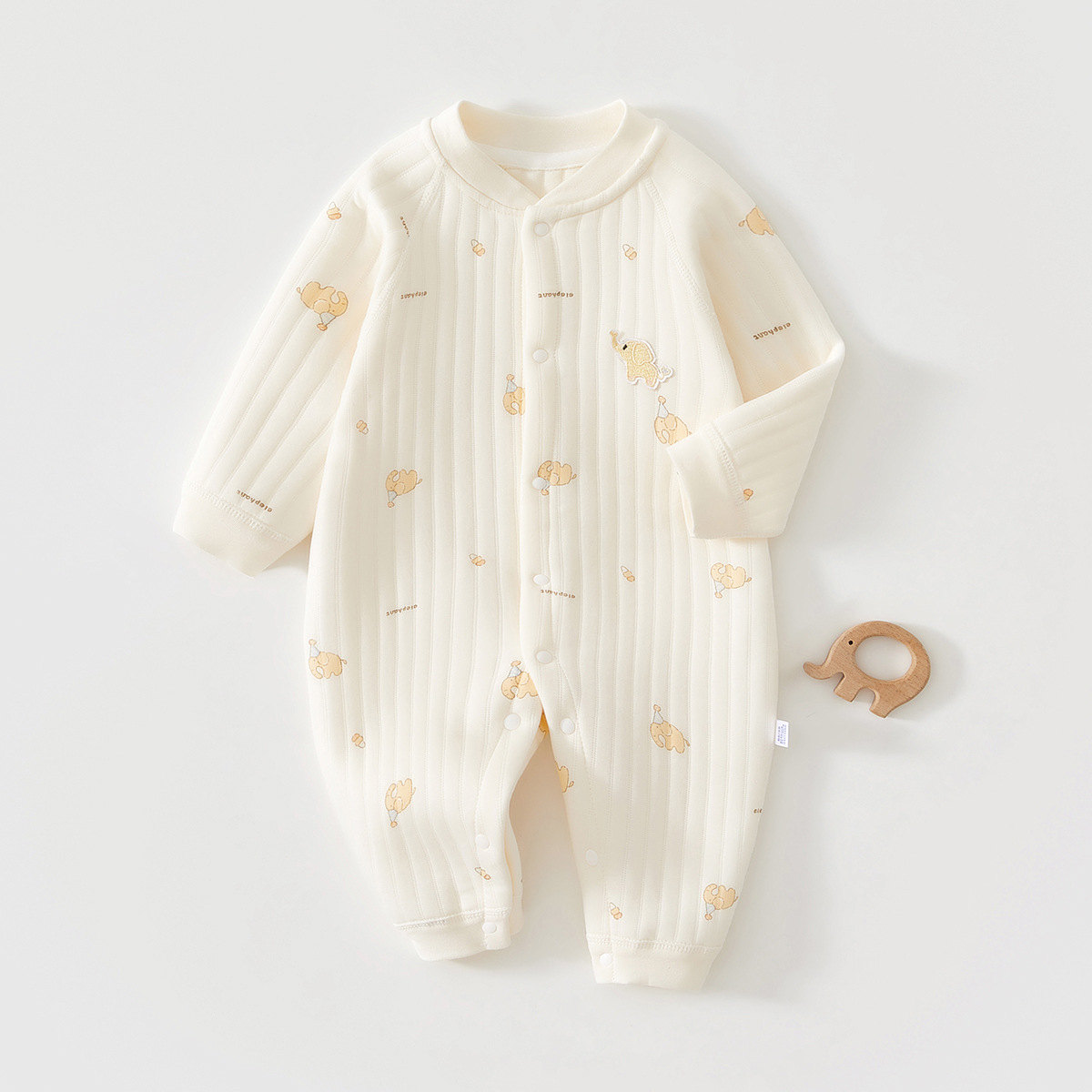 新生儿夹棉连体衣婴幼儿秋冬季宝宝外出内搭保暖衣服哈衣睡衣爬服