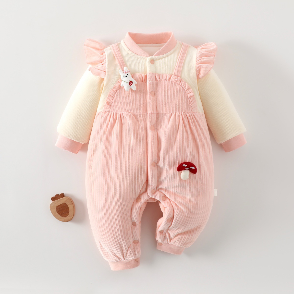 春秋冬季保暖加厚棉服宝宝外出150g夹棉连体衣婴儿无骨长袖爬爬服