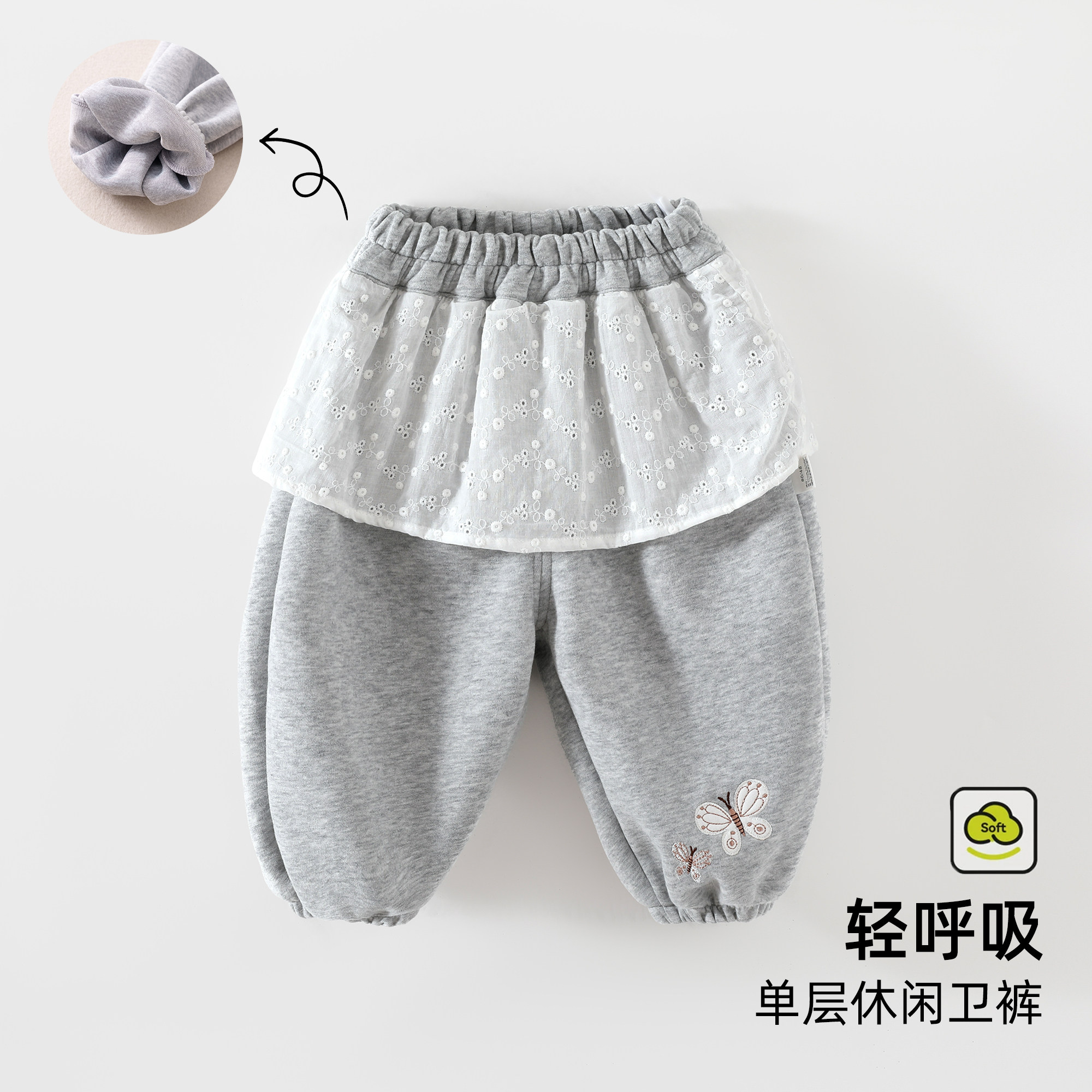 女宝宝长裤春秋新款花边束脚裤洋气韩版女小童休闲裤子婴幼儿卫裤