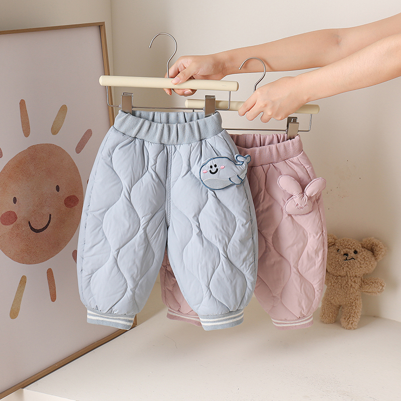 婴童羽绒裤外穿2025冬季新款男童女童加厚白鸭绒宝宝洋气防寒裤子