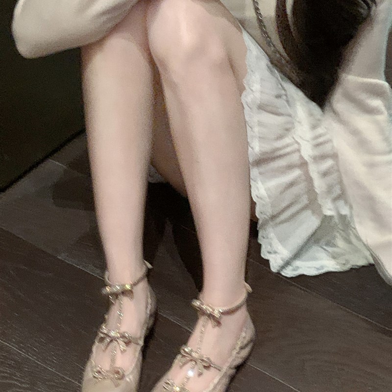 【benefanfan】嗲嗲少女满钻三蝴蝶结O芭蕾舞鞋鞋底玛丽珍鞋