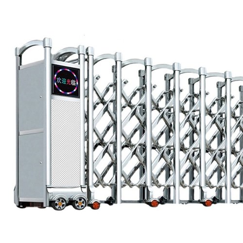 幼儿园学校不锈钢电动伸缩门防撞防爬自动伸缩门工地折叠收缩