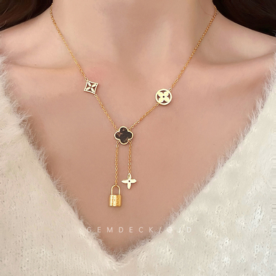 花瓣同心锁钛钢项链不掉色