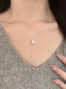 999拉丝纯银小蛮腰项链韩系冷淡风高级感锁骨链闺蜜生日礼物颈链