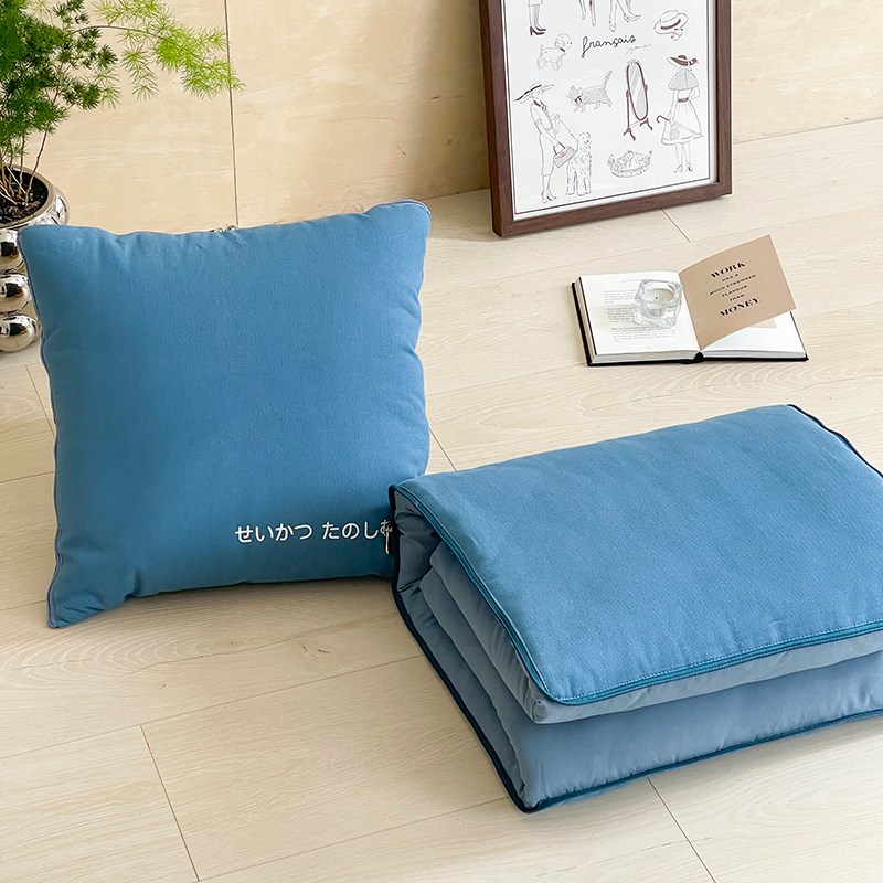 日式全棉简约抱枕被子r两用客厅午睡毯子办公室空调被汽车靠枕