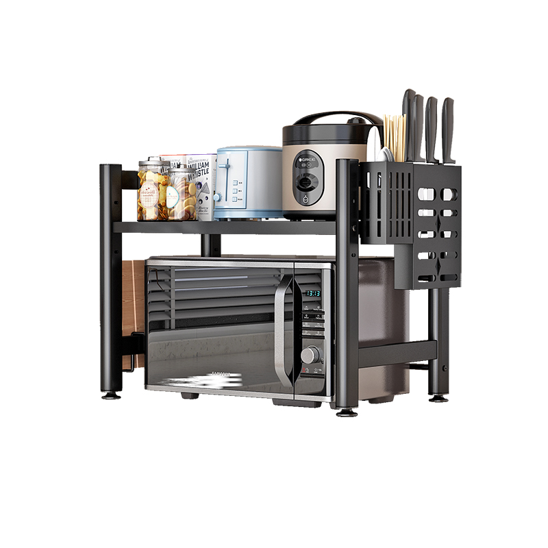 厨房微波炉置物j架烤箱架子家用台面桌面双层可伸缩电饭锅收纳支