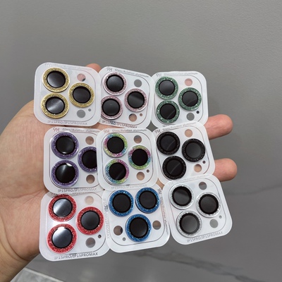 适用新款苹果15proMax闪粉镜头膜iPhone14Pro手机后置摄像头贴14plus钢化膜13pro防爆12mini炫彩11相机保护膜