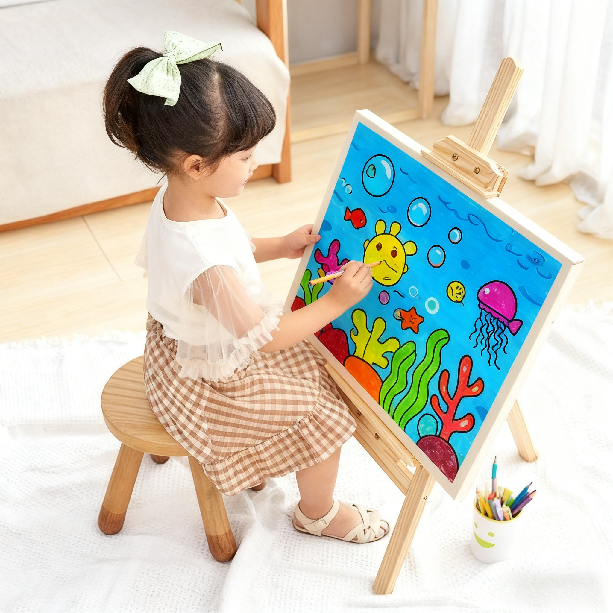 儿童画架画板迎宾实木KT板展示架