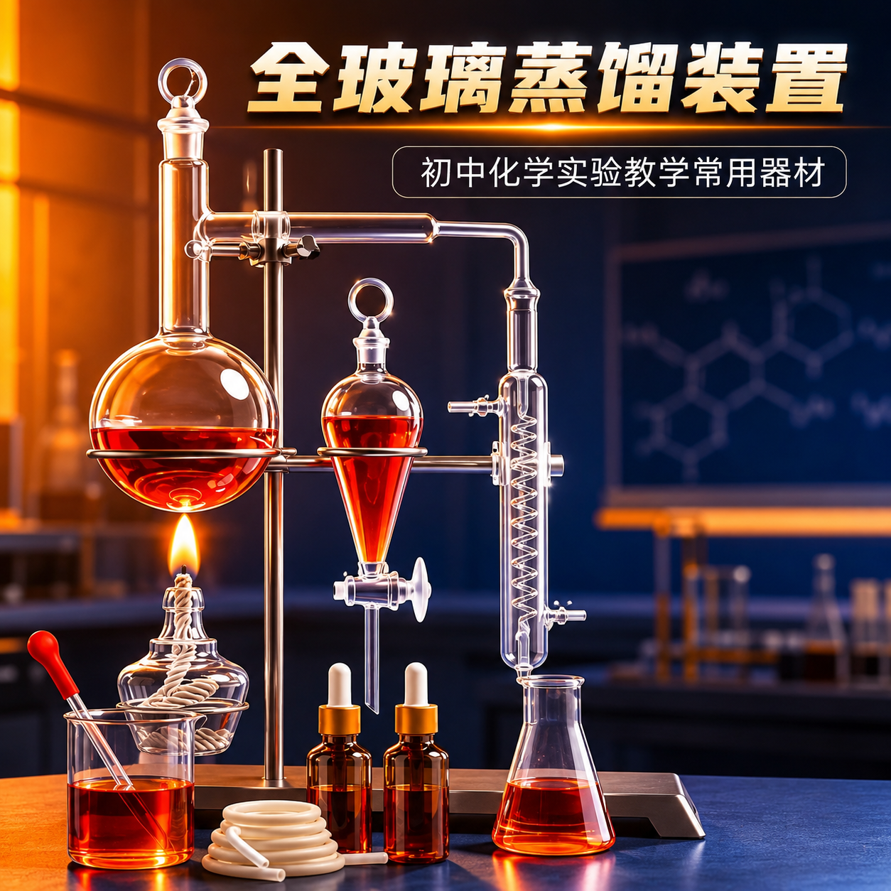 蒸馏装置全玻璃花瓣花露水提纯精油提炼器蒸馏萃取装置化学器材实验室