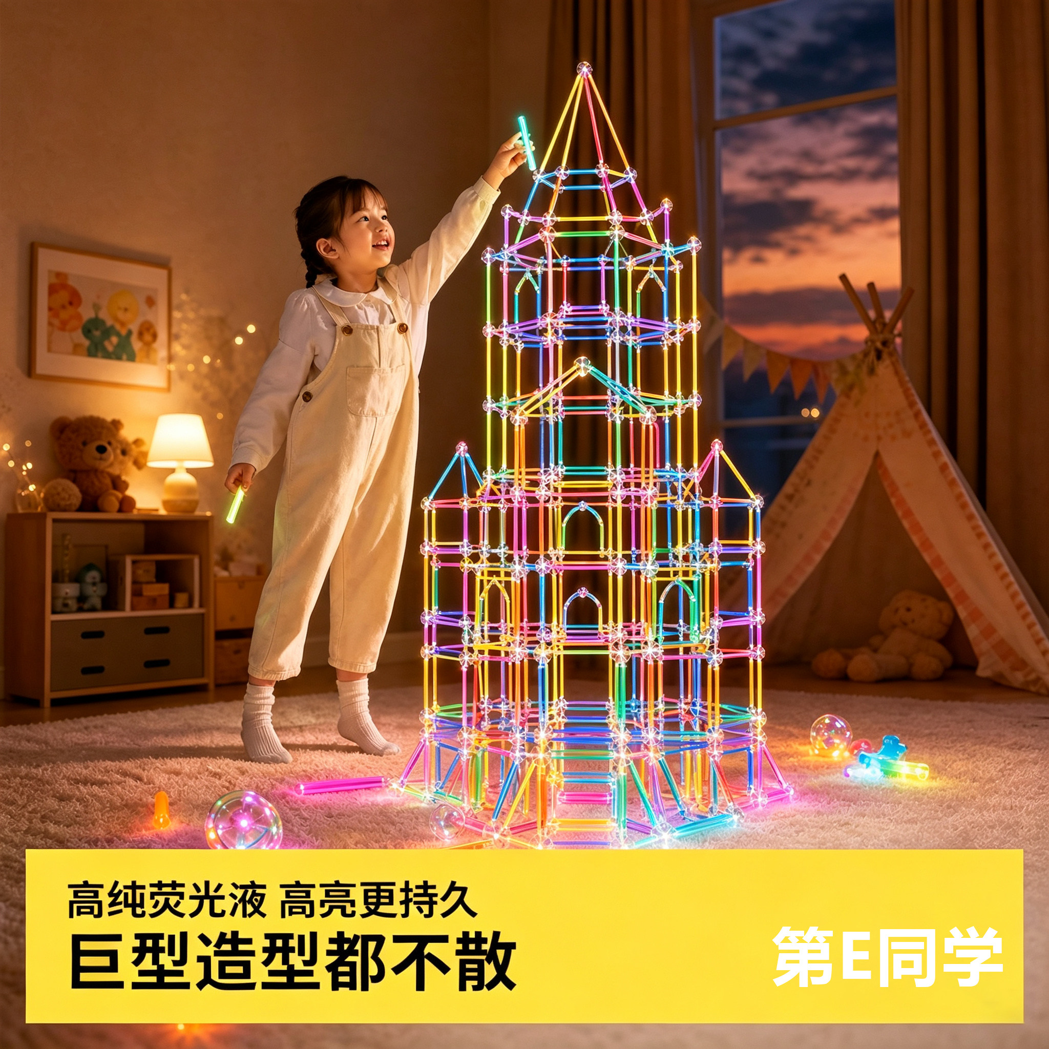 荧光棒儿童发光无莹毒光彩色棒粘衣服晚会炫彩光银光夜光批发手环