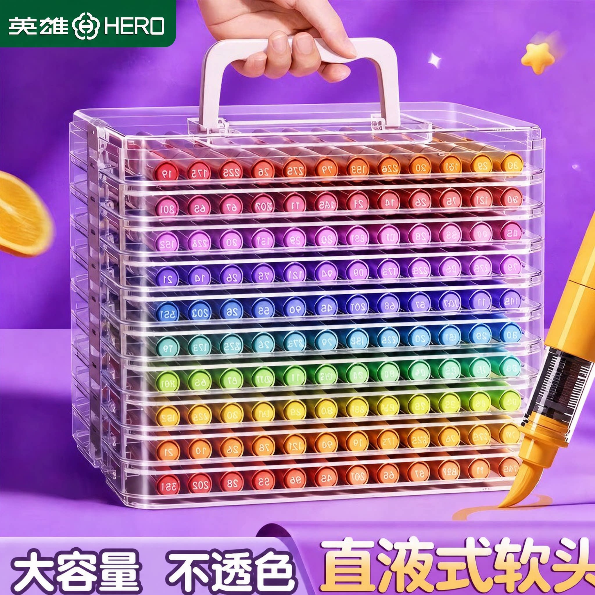 百年英雄直液软头丙烯马克笔美术图片