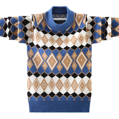 男童毛衣2022年秋冬新款双层加厚中大童装针织套头衫洋气纯棉线衣