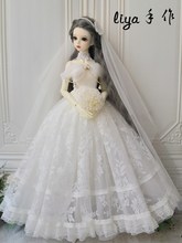 liya手作 【百合】3分 4分 BJD MDD SD娃娃裙子 白色婚纱 娃衣