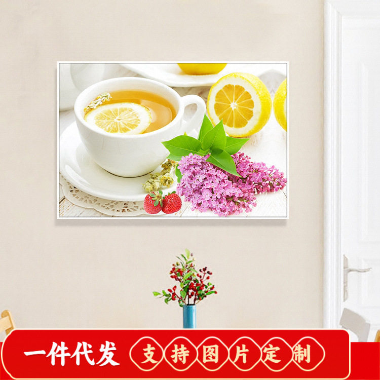 小幅餐厅水果钻石画满钻石绣柠檬餐具贴钻十字绣2018新款客厅简约