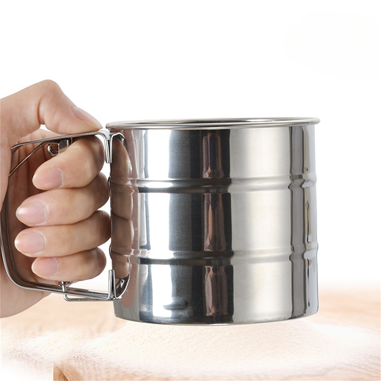 厂家直供不锈钢面粉筛 半自动手持筛粉工具 手压式筛子烘焙小工具