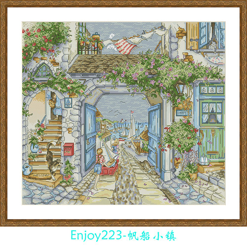 喜爱十字绣   Enjoy223-帆船小镇 十字绣套件 DMC线 E线