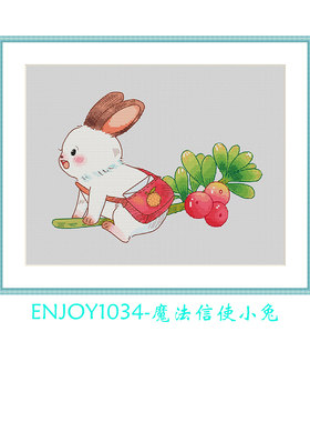 Enjoy1034-魔法信使小兔  原创十字绣套件 DMC线  E线 可爱装饰