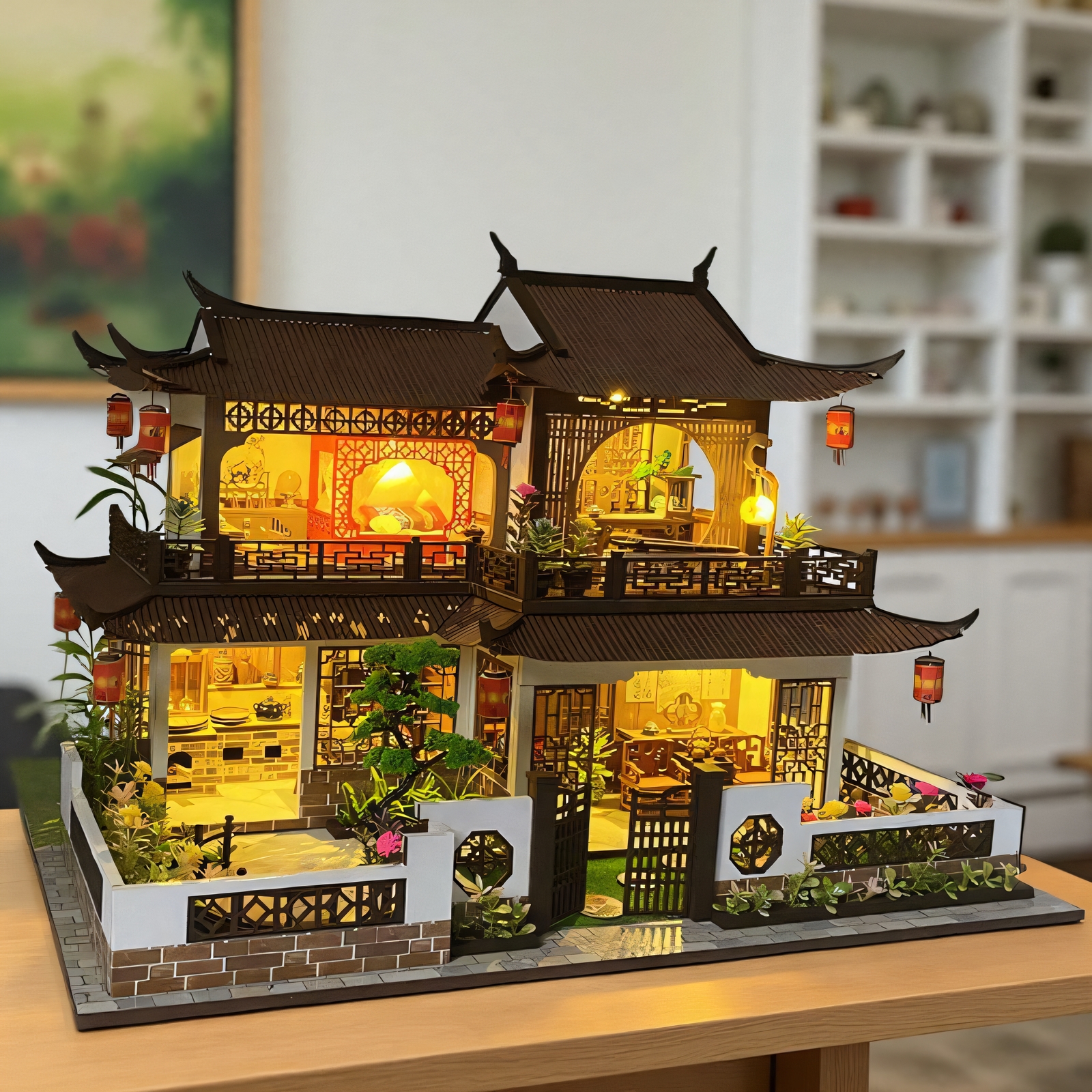 中国古风diy小屋模型送工具胶水