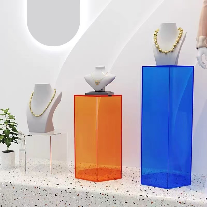 彩色亚克a力展示盒 手办透明防尘罩展示台陈列道具底座定制展示架