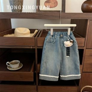 【乌糖】复古子保暖加绒女童直筒高弹童星！暖绒圆牛仔裤百搭套装