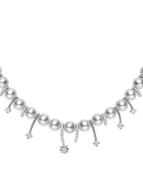 何家原厂项链女925纯银925纯银微醺流星波波锁骨链高级项链