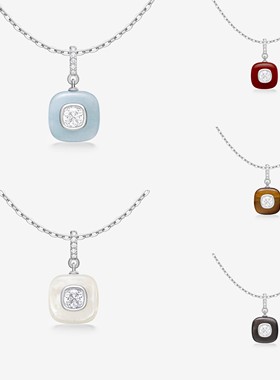 [新品]何家原厂半宝方糖项链锁骨链925纯银轻奢高级简约配饰礼物