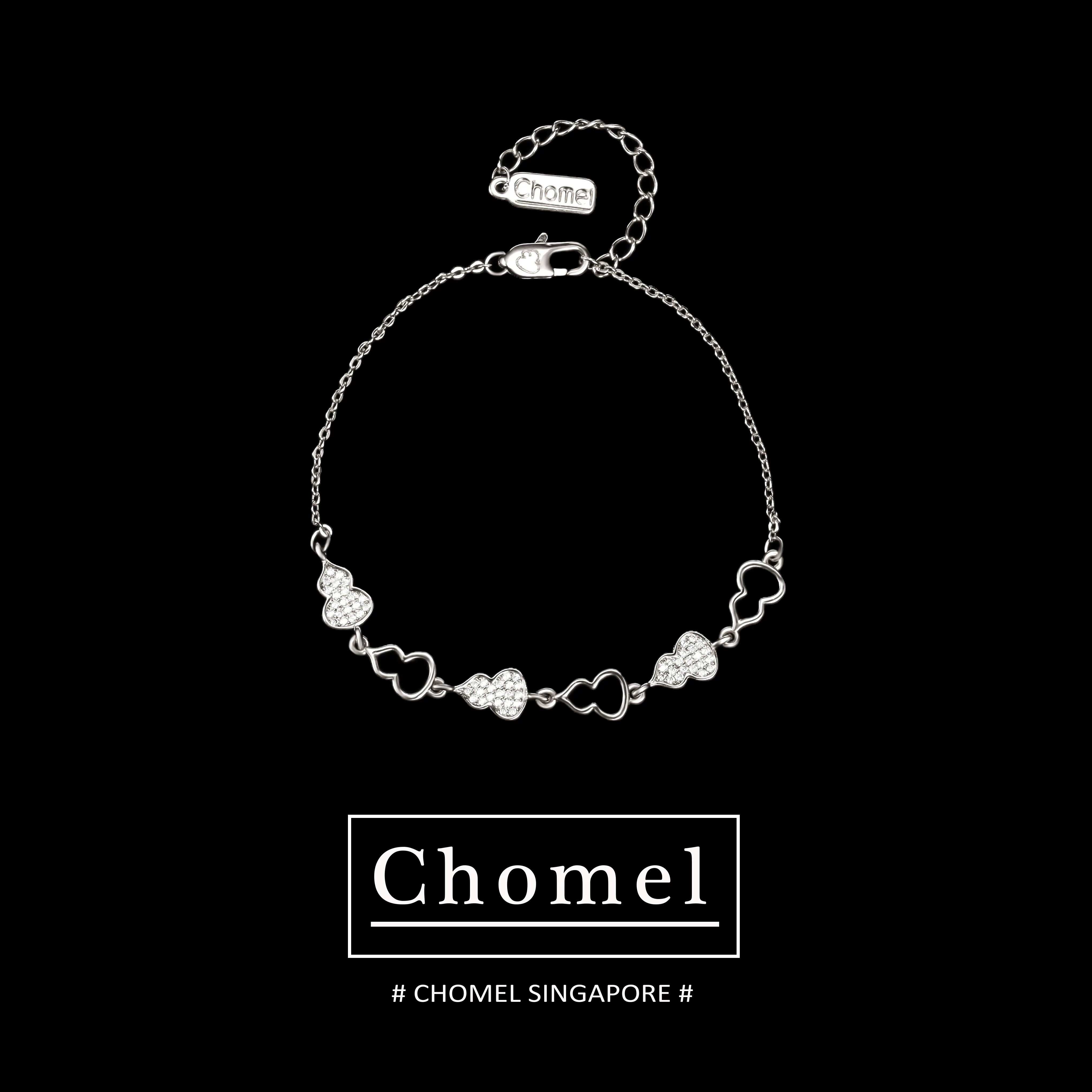新加坡chomel纯银手链女纯银满钻葫芦镂空酒壶轻奢手镯高级感新款