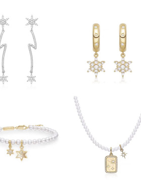 何家许愿飘雪星光耳环925银气质个性925纯银项链百搭轻奢手链