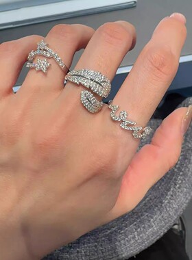 [新品]何家原厂小卷毛戒指配饰925纯银闪闪流星指环轻奢优雅礼物