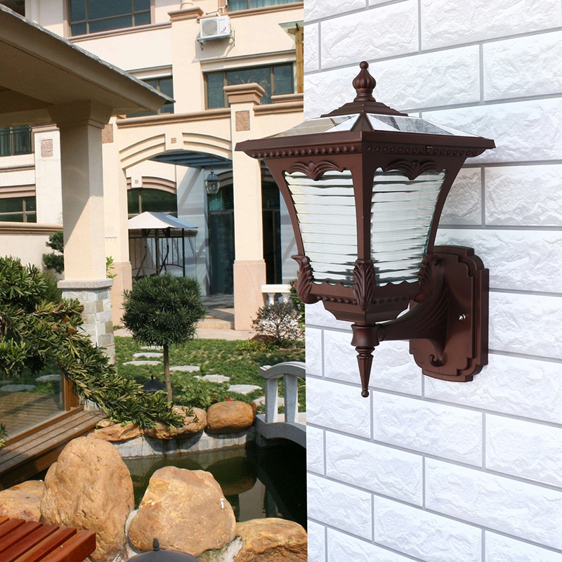 太阳能壁灯户外防水超亮感应灯新中式大门室外别墅花园庭院围墙灯