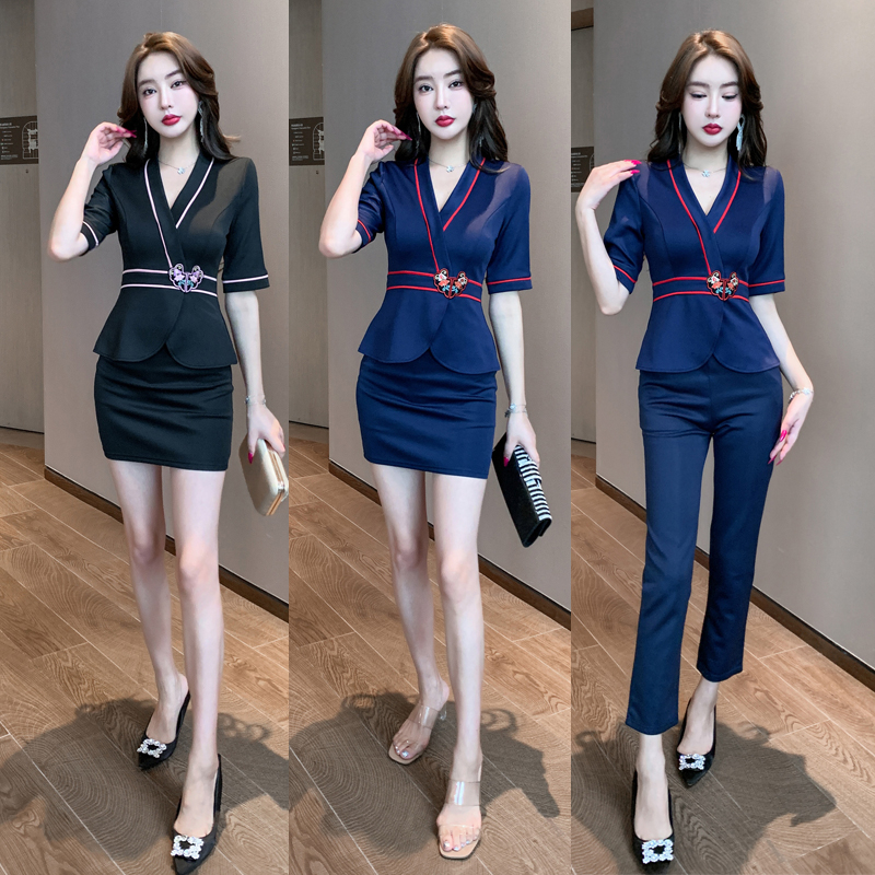 中袖酒店制服气质美容院工作服足疗店工衣沐足spa足浴女技师衣服