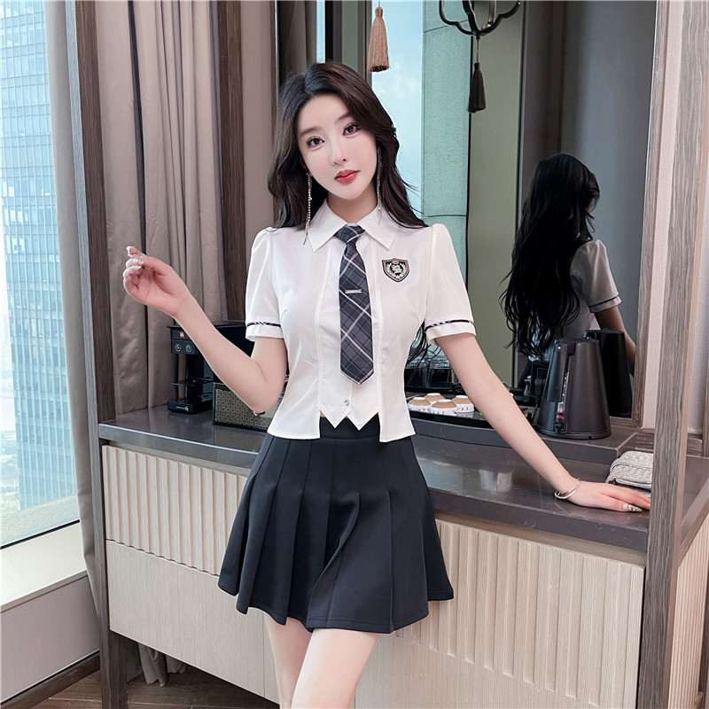 夜场工作服酒店KTV空姐百褶裙JK制服性感按摩足浴足疗技师服新款