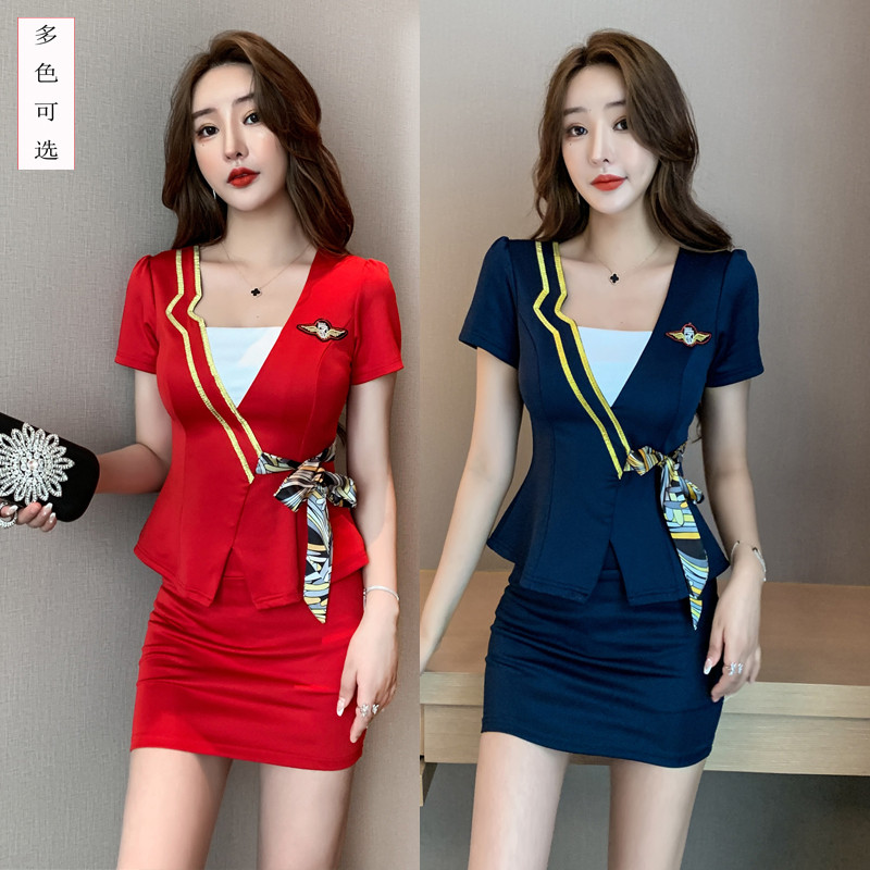 美容师制服2022新款足疗足浴工装女裙套装酒店工作服女桑拿技师服