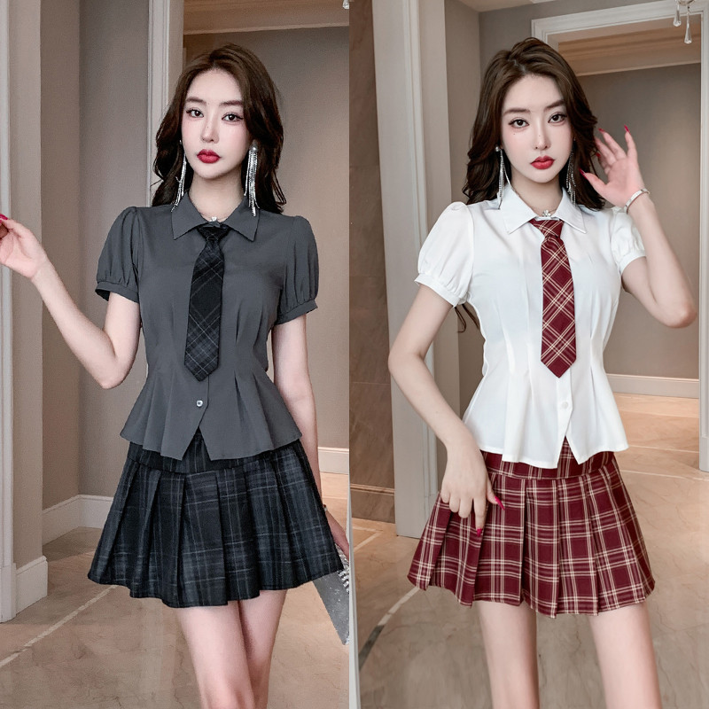 酒店spa会所套装百褶裙JK制服性感洗浴桑拿足疗按摩技师工作服女