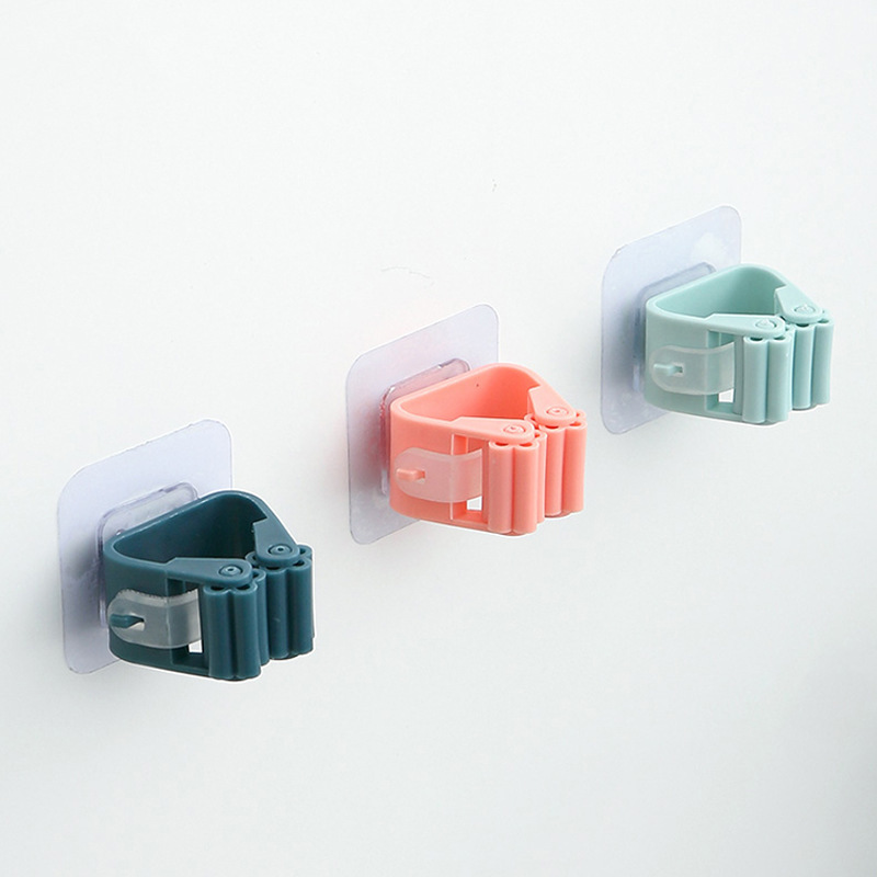 素色无痕拖把夹拖把免打孔强力粘贴挂钩无痕壁挂式粘钩贴扫把架可