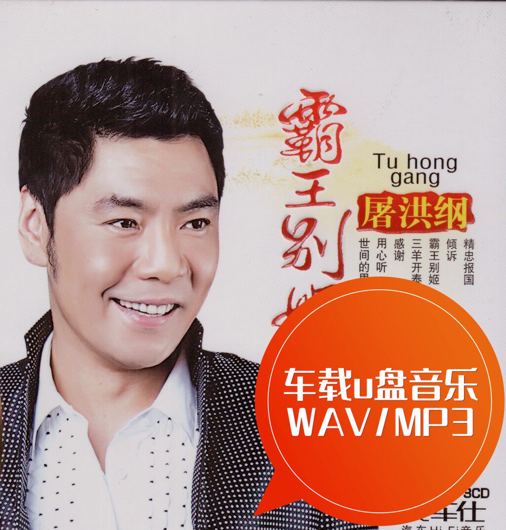 屠洪纲经典35首 霸王别姬 精忠报国 中国功夫 车载u盘音乐wav/mp3