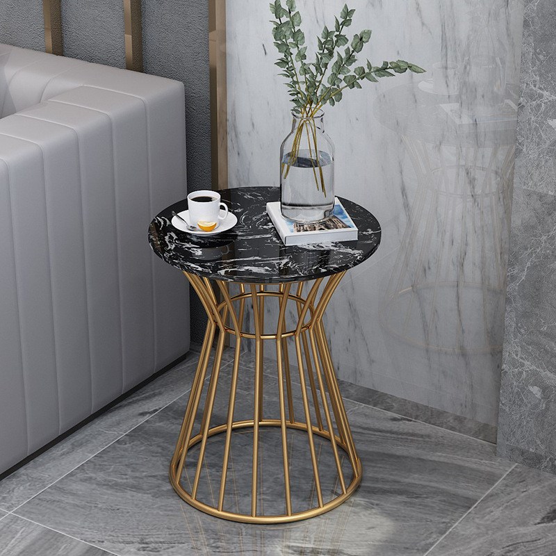 简约现代大理石边l几轻奢铁艺小茶几家用创意小圆桌客厅沙发边角
