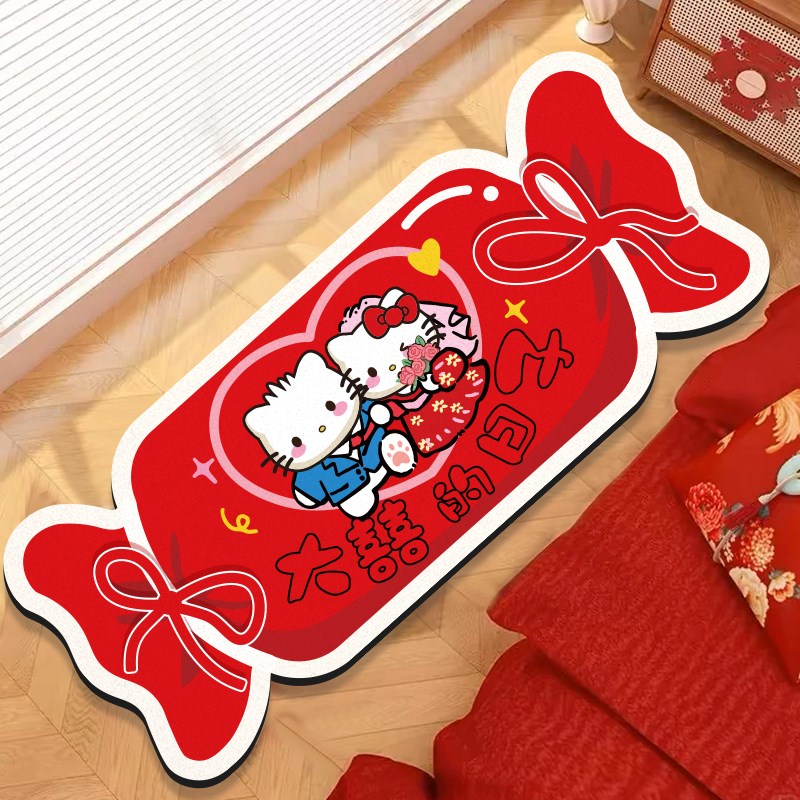kitty猫结婚脚垫o婚房布置喜字地垫新房装饰客厅卫生间入户门地毯