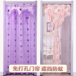 流苏防蚊免打孔隔断帘纱帘水晶门帘蕾丝家用夏天 卧室门帘珠帘夏季