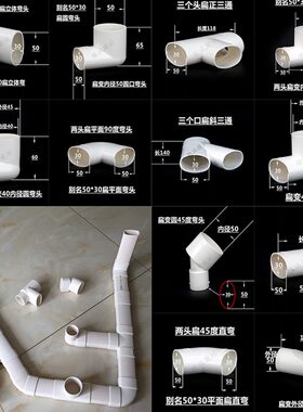 PVC50扁管移位三通直弯配件