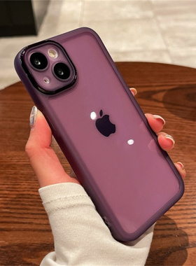 适用苹果14的手机壳15proiPhone13promax新款11镜头全包12高级感x简约14plus液态硅胶xr软xsmax暗紫色xs男女