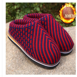 毛线拖鞋 家用男结婚厚底室内 女成品手工编织纯手工冬天包跟棉拖鞋