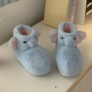 保暖防滑高帮毛毛棉靴 休闲新款 时尚 加绒女软萌可爱小象雪地靴冬季